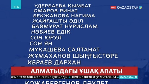 Ұшақта болған жолаушылардың тізімі шықты