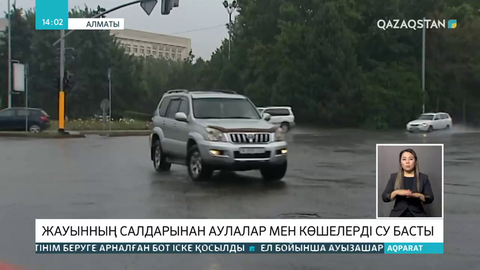 Алматыда нөсер жауыннан аулалар мен көшелерді су басты