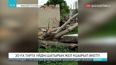 Түркістан облысында қатты дауыл 17 үйдің шатырын ұшырып әкетті