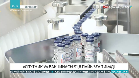 «Спутник V» вакцинасы 91,6 пайызға тиімді