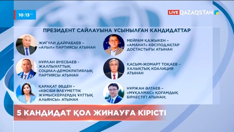 Кезектен тыс президент сайлауына 12 кандидат ұсынылды