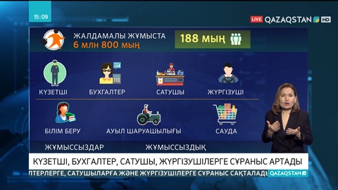 Елімізде күзетші, бухгалтер, сатушы, жүргізушілерге сұраныс артады