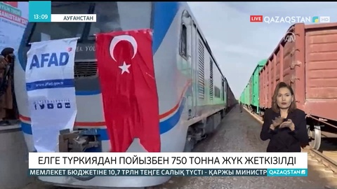Түркиядан Ауғанстанға пойызбен 750 тонна жүк жеткізілді