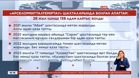 «АрселорМитталТеміртау» компаниясының шахталарының бұған дейін 11 апат болған