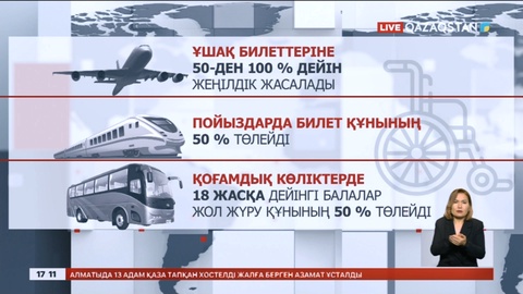 Мүгедектігі бар азаматтар үшін ұшақ билеттеріне 50-ден 100%-ға дейін жеңілдік жасалады
