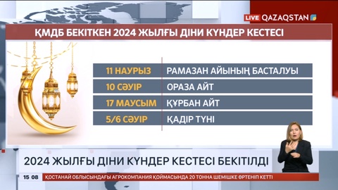 Қазақстан мұсылмандары діни басқармасы 2024 жылғы діни күндер кестесін бекітті