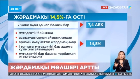 Азаматтардың жекелеген санаттары үшін жәрдемақы мөлшері артты