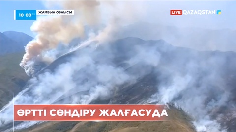 Жамбыл облысында өртеніп жатқан құрғақ шөптің аумағы ұлғаюда