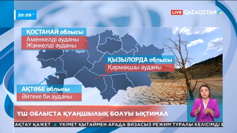 Осы айда үш облыста қуаңшылық болуы мүмкін