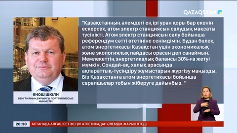 Атом энергетикасының Қазақстан үшін экономикалық, экологиялық пайдасы орасан – Янош Шюли