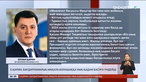 Е.Қарин: Бағдарламалық мақала болашаққа нық қадам басуға үндейді