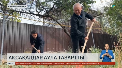 Жамбылда қариялар Ардагерлер үйінің ауласын тазартты