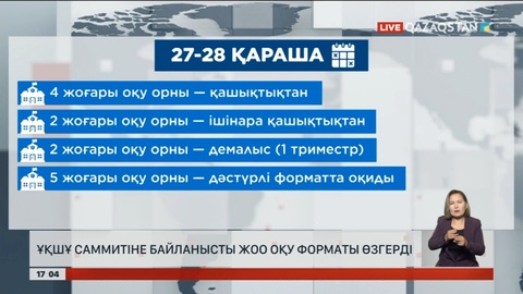 ҰҚШҰ саммитіне байланыс Астанадағы ЖОО оқу кестесі өзгерді