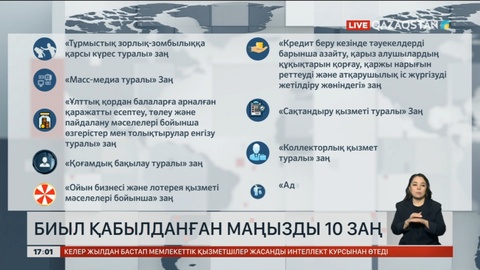 Биыл қабылданған маңызды 10 заң