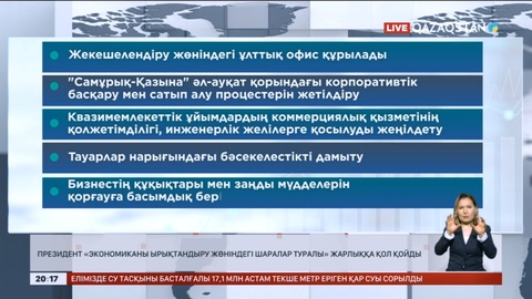 Президент «Экономиканы ырықтандыру жөніндегі шаралар туралы» Жарлыққа қол қойды