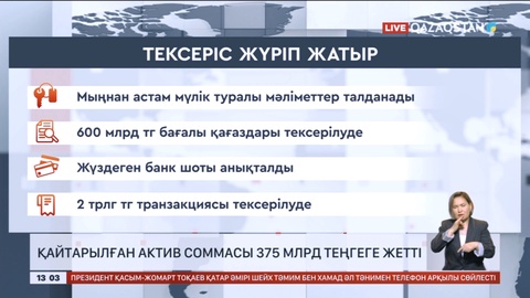 Бас прокуратура: Қайтарылған актив соммасы 375 млрд теңгеге жетті