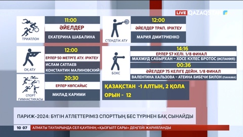 Париж-2024: Бүгін 6 спортшымыз бақ сынайды