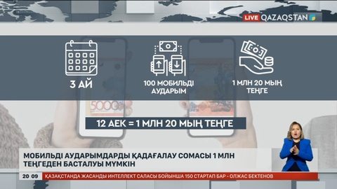 Мобильді аударымды қадағалау сомасы 1 млн теңгеден басталуы мүмкін
