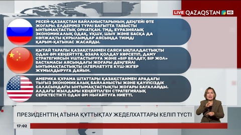 Президенттің атына құттықтау жеделхаттары келіп түсті
