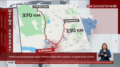 Түркістан  облысында өрттен 12 адам қаза тапты