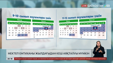 Биыл мектеп оқушыларының емтиханы жылдағыдан кеш аяқталуы мүмкін