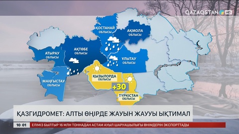 Қазгидромет: Алты өңірде жаңбыр жаууы ықтимал
