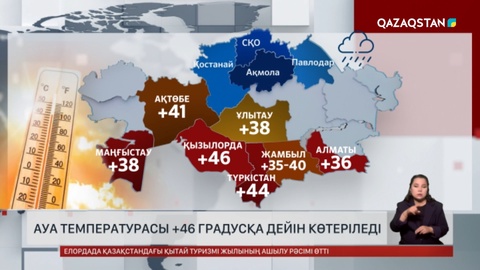 Елімізде ауа температурасы +46 градусқа дейін көтеріледі