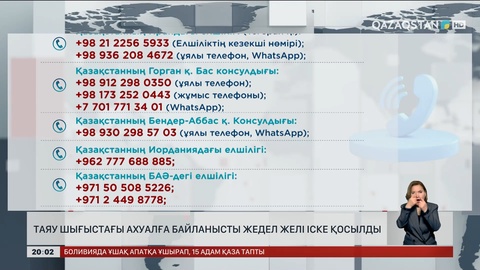 Таяу Шығыстағы ахуалға байланысты жедел желілер іске қосылды