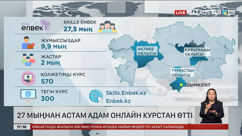 Skills Enbek: 27 мың адам онлайн курстан өтті
