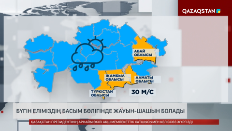  Бүгін еліміздің басым бөлігінде жауын-шашын болады