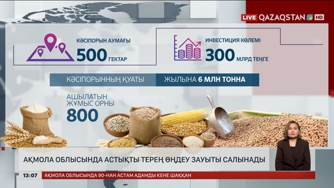 Ақмола облысында астық өңдеу зауыты салынады