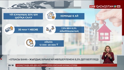  «Отбасы банк» жылдық бірыңғай мөлшерлемені 8,5% деп белгіледі