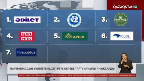  Партиялардың бюллетендегі реті жеребе тарту арқылы анықталды