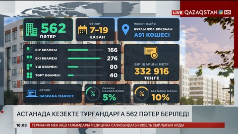 Астанада кезекте тұрғандарға 562 пәтер беріледі 