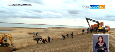 Шардара су қоймасын жағалай бөгет пен жол салынды