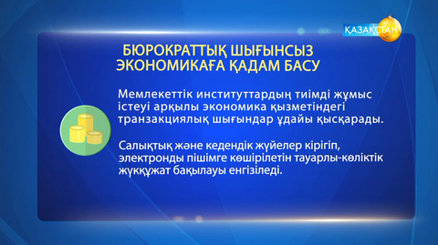 Мемлекеттік институттардың тиімді жұмыс істеуі арқылы экономика қызметіндегі транзакциялық шығындар ұдайы қысқарады