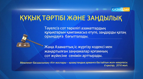 Тәуелсіз сот төрелігі азаматтардың құқықтарын қамтамасыз етуге, заңдарды қатаң орындауға бағытталады