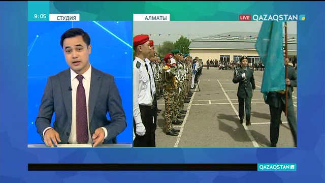 Алматы политехникалық колледжінде студенттердің әскери шеруі өтті