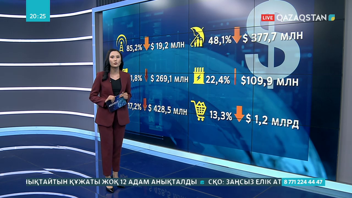 Шетелден келетін инвестиция 7,3 млрд долларға қысқарады