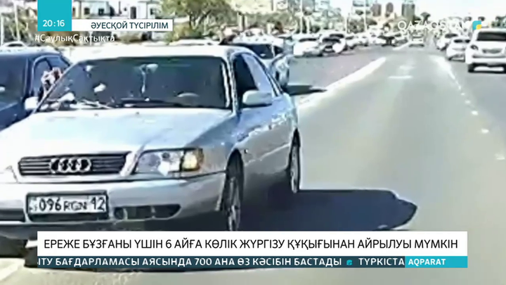 Ақтаулық жүргізуші ереже бұзғаны үшін 6 айға көлік жүргізу құқығынан айырылуы мүмкін