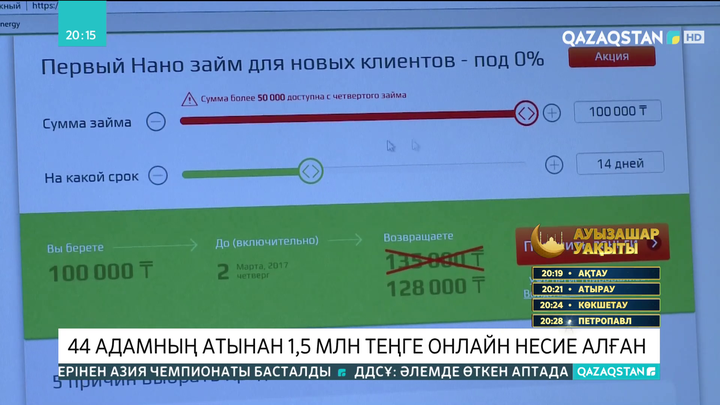 Қостанайда алаяқ 44 адамның атынан 1,5 млн теңге онлайн несие алған
