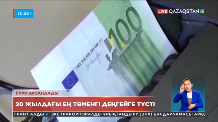 Еуро 20 жылдағы ең төменгі деңгейге түсті