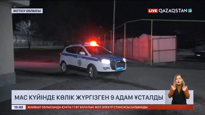 Жетісу облысында мас күйінде көлік жүргізген 9 адам ұсталды