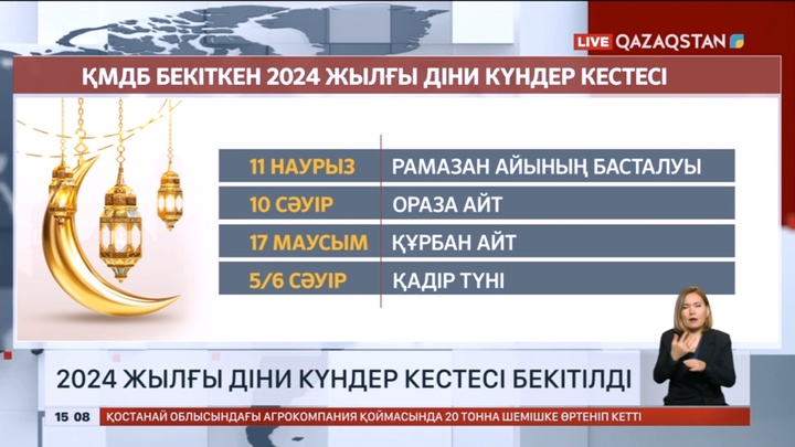 Қазақстан мұсылмандары діни басқармасы 2024 жылғы діни күндер кестесін бекітті