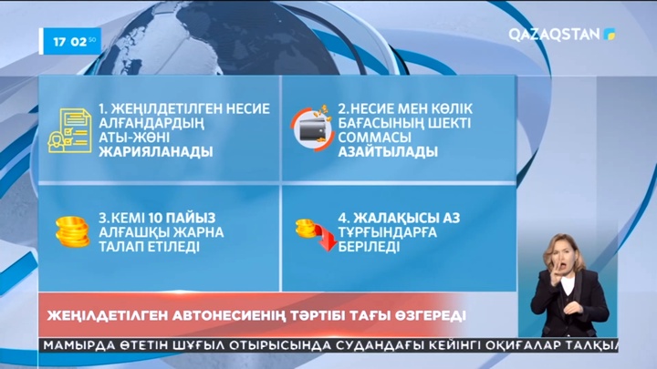 Жеңілдетілген автонесие бағдарламасының тәртібі өзгереді