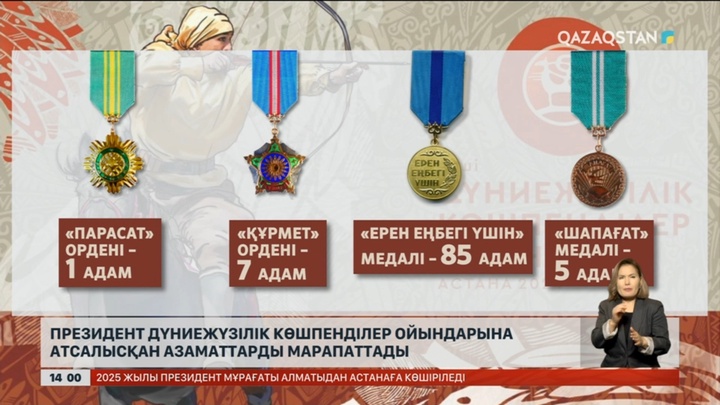 Президент Дүниежүзілік көшпенділер ойынына атсалысқан азаматтарды марапаттады