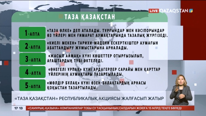 «Таза қазақстан» республикалық акциясы басталды