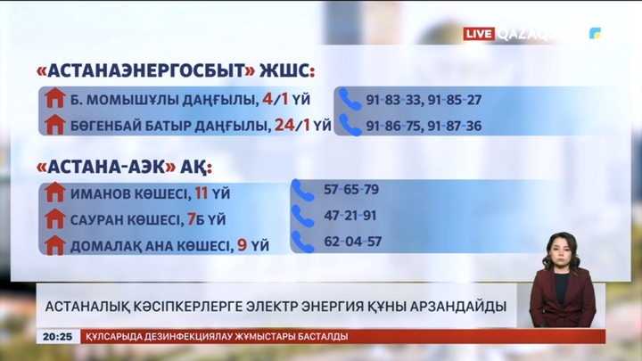 Астаналық кәсіпкерлерге электр энергия құны арзандайды