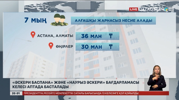 «Әскери баспана» және «Наурыз әскери» бағдарламасы келесі аптада басталады