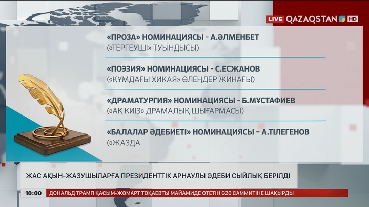 Жас ақын-жазушыларға Президенттік арнаулы әдеби сыйлық берілді